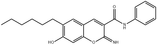 6-hexyl-7-hydroxy-2-imino-N-phenyl-2H-chromene-3-carboxamide Structure