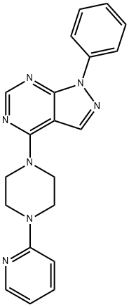 1-phenyl-4-[4-(2-pyridinyl)-1-piperazinyl]-1H-pyrazolo[3,4-d]pyrimidine,313518-74-0,结构式