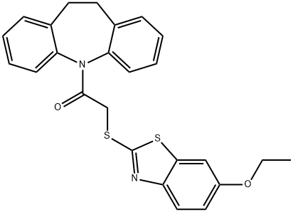 5-{[(6-ethoxy-1,3-benzothiazol-2-yl)sulfanyl]acetyl}-10,11-dihydro-5H-dibenzo[b,f]azepine Struktur