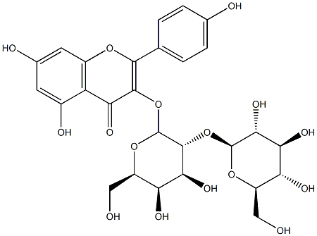 3-[[2-O-(β-D-グルコピラノシル)-β-D-ガラクトピラノシル]オキシ]-2-(4-ヒドロキシフェニル)-5,7-ジヒドロキシ-4H-1-ベンゾピラン-4-オン 化学構造式