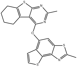 2-methyl-4-((2-methylthieno[3,2:5,6]benzo[1,2-d]thiazol-5-yl)oxy)-5,6,7,8-tetrahydrobenzo[4,5]thieno[2,3-d]pyrimidine,315693-88-0,结构式
