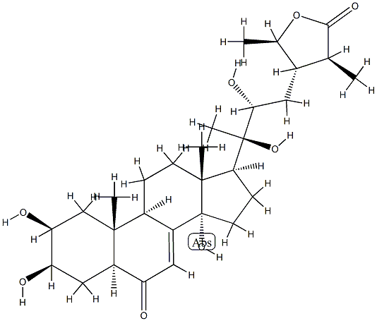 (22R,24S,25S,28R)-2β,3β,14,20,22,28-Hexahydroxy-6-oxo-5α-stigmast-7-en-26-oic acid γ-lactone,31581-82-5,结构式