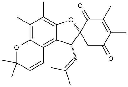 3,4,4',5',7',7'-ヘキサメチル-1'-(2-メチル-1-プロペニル)スピロ[3-シクロヘキセン-1,2'(1'H)-[2H]フロ[3,2-f][1]ベンゾピラン]-2,5-ジオン 化学構造式