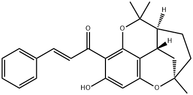 31759-29-2 (E)-3-Phenyl-1-[(2R)-3,3aβ,4,5-tetrahydro-8-hydroxy-2,5,5-trimethyl-2α,4α-ethano-2H-pyrano[4,3,2-de]-1-benzopyran-7-yl]-2-propen-1-one