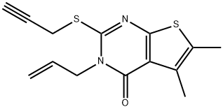 3-allyl-5,6-dimethyl-2-(prop-2-ynylthio)thieno[2,3-d]pyrimidin-4(3H)-one Struktur