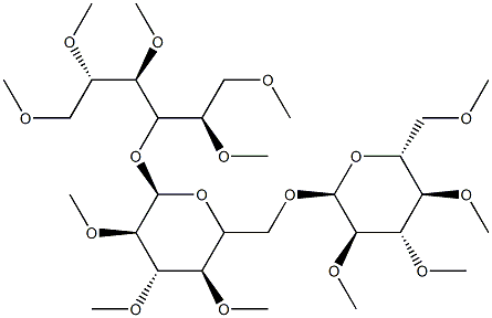 4-O-[6-O-(2-O,3-O,4-O,6-O-テトラメチル-α-D-グルコピラノシル)-2-O,3-O,4-O-トリメチル-α-D-グルコピラノシル]-1-O,2-O,3-O,5-O,6-O-ペンタメチル-D-グルシトール 化学構造式