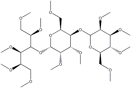 3-O-[4-O-(2-O,3-O,4-O,6-O-Tetramethyl-β-D-mannopyranosyl)-2-O,3-O,6-O-trimethyl-β-D-mannopyranosyl]-1-O,2-O,4-O,5-O,6-O-pentamethyl-D-mannitol Structure