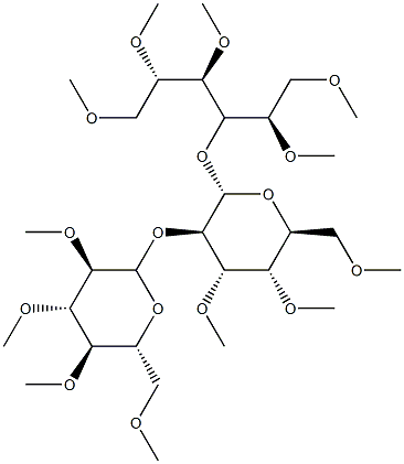 4-O-[2-O-(2-O,3-O,4-O,6-O-Tetramethyl-β-D-glucopyranosyl)-3-O,4-O,6-O-trimethyl-β-D-glucopyranosyl]-1-O,2-O,3-O,5-O,6-O-pentamethyl-D-galactitol Structure