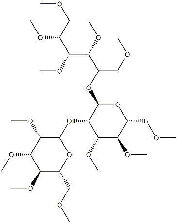 2-O-[2-O-(2-O,3-O,4-O,6-O-Tetramethyl-α-D-mannopyranosyl)-3-O,4-O,6-O-trimethyl-α-D-mannopyranosyl]-1-O,3-O,4-O,5-O,6-O-pentamethyl-D-mannitol Structure