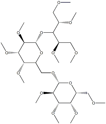 3-O-[6-O-(2-O,3-O,4-O,6-O-Tetramethyl-β-D-galactopyranosyl)-2-O,3-O,4-O-trimethyl-β-D-galactopyranosyl]-1-O,2-O,4-O,5-O-tetramethyl-L-arabinitol 结构式
