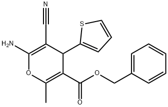 benzyl 6-amino-5-cyano-2-methyl-4-(2-thienyl)-4H-pyran-3-carboxylate Structure