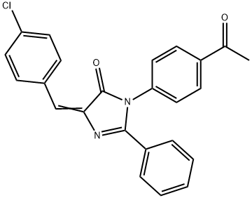 3-(4-acetylphenyl)-5-(4-chlorobenzylidene)-2-phenyl-3,5-dihydro-4H-imidazol-4-one 化学構造式