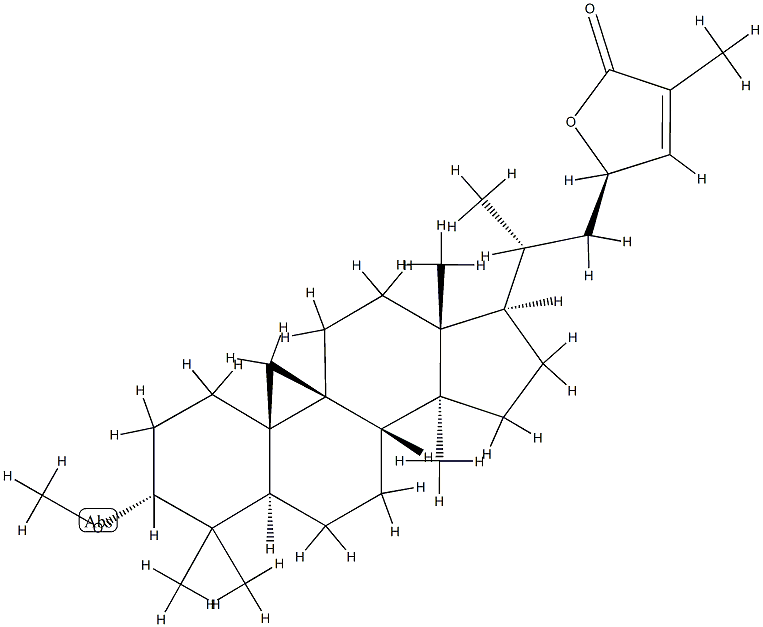 (23R)-23-Hydroxy-3α-methoxy-9β,19-cyclo-5α-lanost-24-en-26-oic acid γ-lactone,32764-59-3,结构式