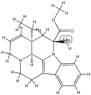 (3α,14S,16α)-17,18-ジデヒドロ-14,15-ジヒドロ-14β-ヒドロキシエブルナメニン-14-カルボン酸メチル 化学構造式