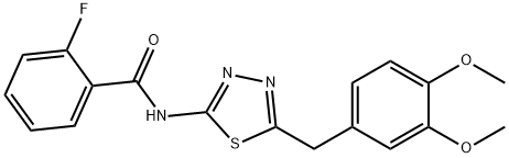 N-[5-(3,4-dimethoxybenzyl)-1,3,4-thiadiazol-2-yl]-2-fluorobenzamide,328084-76-0,结构式