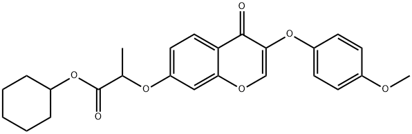 cyclohexyl 2-{[3-(4-methoxyphenoxy)-4-oxo-4H-chromen-7-yl]oxy}propanoate 结构式