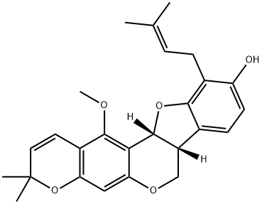 (7aR)-7aα,12aα-Dihydro-13-methoxy-3,3-dimethyl-11-(3-methyl-2-butenyl)-3H,7H-benzofuro[3,2-c]pyrano[3,2-g][1]benzopyran-10-ol 结构式