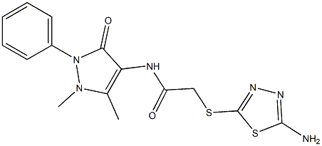 2-[(5-氨基-1,3,4-噻二唑-2-基)硫烷基]-N-(1,5-二甲基-3-氧代-2-苯基-2,3-二氢-1H-吡唑-4-基)乙酰胺, 329921-17-7, 结构式