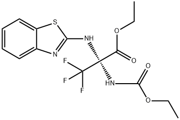 ethyl 2-(1,3-benzothiazol-2-ylamino)-2-[(ethoxycarbonyl)amino]-3,3,3-trifluoropropanoate 化学構造式