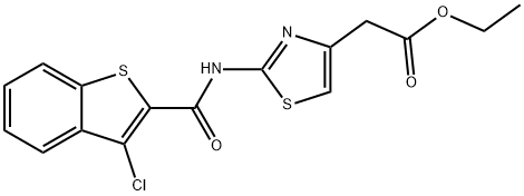 ethyl 2-(2-(3-chlorobenzo[b]thiophene-2-carboxamido)thiazol-4-yl)acetate 结构式