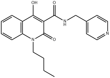 1-butyl-4-hydroxy-2-oxo-N-(pyridin-4-ylmethyl)-1,2-dihydroquinoline-3-carboxamide Struktur