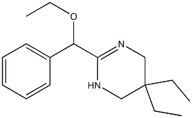 3,4,5,6-Tetrahydro-5,5-diethyl-2-(α-ethoxybenzyl)pyrimidine 结构式