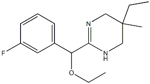 3,4,5,6-Tetrahydro-2-(α-ethoxy-3-fluorobenzyl)-5-ethyl-5-methylpyrimidine Structure