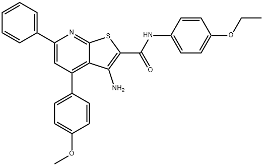 3-amino-N-(4-ethoxyphenyl)-4-(4-methoxyphenyl)-6-phenylthieno[2,3-b]pyridine-2-carboxamide 结构式