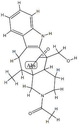2-Acetyl-2,3,4,4a,5,6,11,12-octahydro-5-(hydroxymethyl)-12-methyl-1H-12a,5-(epoxymethano)pyrido[3',4':5,6]cyclohept[1,2-b]indol-14-one Structure