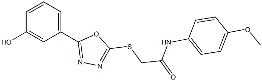 2-{[5-(3-hydroxyphenyl)-1,3,4-oxadiazol-2-yl]sulfanyl}-N-[4-(methyloxy)phenyl]acetamide,332911-86-1,结构式