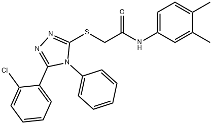 2-{[5-(2-chlorophenyl)-4-phenyl-4H-1,2,4-triazol-3-yl]sulfanyl}-N-(3,4-dimethylphenyl)acetamide 化学構造式