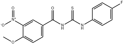 N-(4-fluorophenyl)-N'-{3-nitro-4-methoxybenzoyl}thiourea 化学構造式