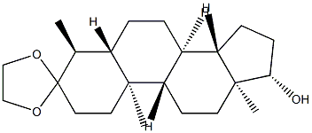 17β-ヒドロキシ-4α-メチル-5α-アンドロスタン-3-オンエチレンアセタール 化学構造式