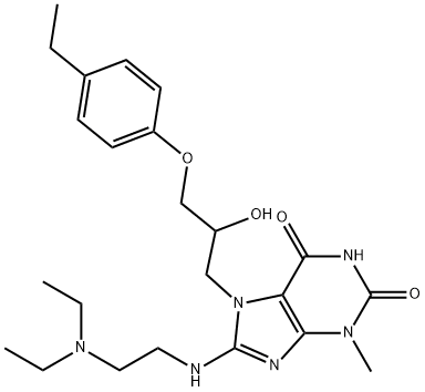 8-{[2-(diethylamino)ethyl]amino}-7-[3-(4-ethylphenoxy)-2-hydroxypropyl]-3-methyl-3,7-dihydro-1H-purine-2,6-dione 化学構造式