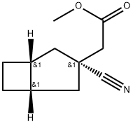 Bicyclo[3.2.0]heptane-3-acetic acid, 3-cyano-, methyl ester, (1-alpha-,3-ba-,5-alpha-)- (9CI) Struktur