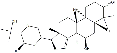 (13α,17α,20S,23R,24R)-21,24-エポキシ-4,4,8-トリメチル-5α-コレスタ-14-エン-3α,7α,23,25-テトラオール 化学構造式