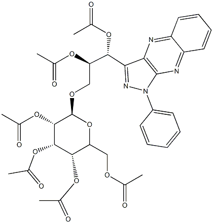 [(2S,3R)-2,3-ビス(アセチルオキシ)-3-[1-フェニル-1H-ピラゾロ[3,4-b]キノキサリン-3-イル]プロピル]β-D-グルコピラノシド2,3,4,6-テトラアセタート 化学構造式