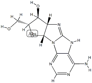 (6aS)-4-Amino-6aα,7,8,9aα-tetrahydro-7α-hydroxy-6H-furo[3',2':4,5]imidazo[1,2-e]purine-8β-methanol Structure