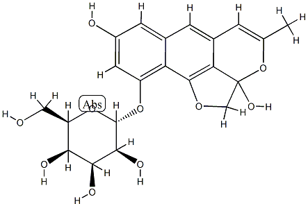 2,2a-Dihydro-2a,8-dihydroxy-4-methylbenzo[g]furo[2,3,4-ij][2]benzopyran-10-yl β-D-glucopyranoside Structure