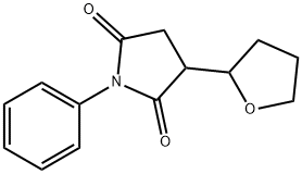 1-phenyl-3-tetrahydrofuran-2-ylpyrrolidine-2,5-dione Struktur