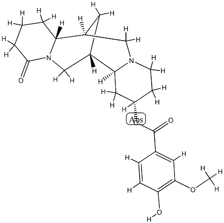 4-Hydroxy-3-methoxybenzoic acid [(2S,7aα,14aβ)-dodecahydro-11-oxo-7α,14α-methano-2H,6H-dipyrido[1,2-a:1',2'-e][1,5]diazocin-2β-yl] ester,34221-21-1,结构式