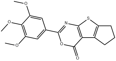 2-(3,4,5-trimethoxyphenyl)-6,7-dihydro-4H,5H-cyclopenta[4,5]thieno[2,3-d][1,3]oxazin-4-one 结构式