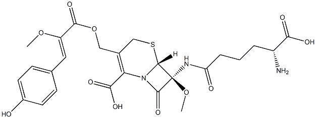 (6R,7S)-7α-[[(R)-5-Amino-5-carboxy-1-oxopentyl]amino]-3-[[[3-(4-hydroxyphenyl)-2-methoxy-1-oxo-2-propenyl]oxy]methyl]-7-methoxy-8-oxo-5-thia-1-azabicyclo[4.2.0]oct-2-ene-2-carboxylic acid|头霉素 B