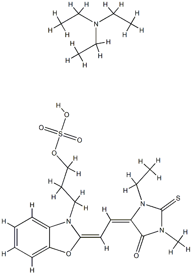 1-ethyl-3-methyl-5-[[3-[3-(sulphooxy)propyl]-3H-benzoxazol-2-ylidene]ethylidene]-2-thioxoimidazolidin-4-one, compound with triethylamine (1:1) Structure