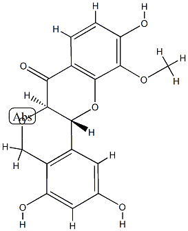 (6aR)-6aα,12aβ-Dihydro-2,4,10-trihydroxy-11-methoxy[2]benzopyrano[4,3-b][1]benzopyran-7(5H)-one Struktur