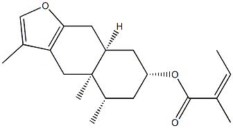 (Z)-2-メチル-2-ブテン酸[(4aR)-4,4a,5,6,7,8,8aβ,9-オクタヒドロ-3,4aβ,5β-トリメチルナフト[2,3-b]フラン-7β-イル] 化学構造式