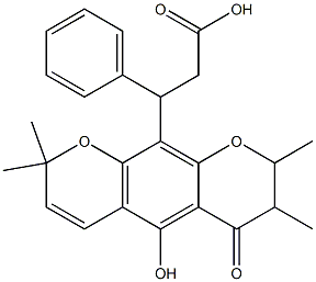 7,8-Dihydro-5-hydroxy-2,2,7,8-tetramethyl-6-oxo-β-phenyl-2H,6H-benzo[1,2-b:5,4-b']dipyran-10-propionic acid 结构式