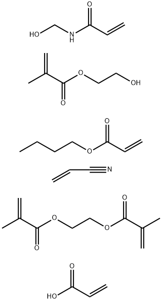 34365-01-0 2-Propenoic acid, 2-methyl-, 1,2-ethanediyl ester, polymer with butyl 2-propenoate, 2-hydroxyethyl 2-methyl-2-propenoate, N-(hydroxymethyl)-2-propenamide, 2-propenenitrile and 2-propenoic acid