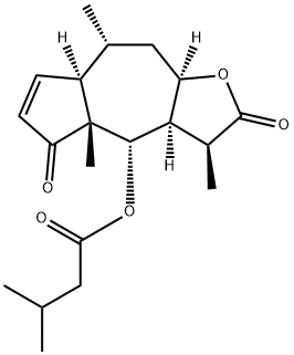(3aR)-4,4a,7aα,8,9,9aα-Hexahydro-4α-(isovaleryloxy)-3β,4aβ,8α-trimethylazuleno[6,5-b]furan-2,5(3H,3aαH)-dione,34532-66-6,结构式