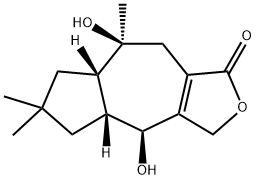 (4S)-4β,8β-Dihydroxy-6,6,8-trimethyl-1,3,4,4aβ,5,6,7,7aβ,8,9-decahydroazuleno[5,6-c]furan-1-one Structure